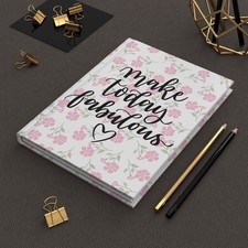 Pink Floral Hardcover Journal, Positive Quote Notebook, Inspirational Gift