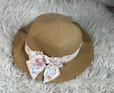 Sun Hat Summer Girls Wide Brim Bowknot Straw Hats with Ribbon Outdoor