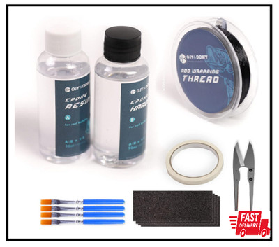 Fishing Rod Repair Kit with Epoxy Glue, Wrapping Thread, Clipper, and Masking Ta
