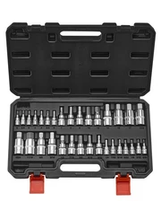 VEVOR Hex Bit Socket Set, 32-Piece, S2 Alloy Steel and Cr-V Steel, Standard SAE