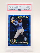 JUNIOR CAMINERO 2024 TOPPS CHROME SAPPHIRE ROOKIE RC #628 RAYS PSA 10 Q4183
