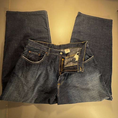 Pantalones de mezclilla Lucky Brand 36x32 pierna ancha relajados 2003 Gene Montesano hechos en EE. UU. - Imagen 2 de 17