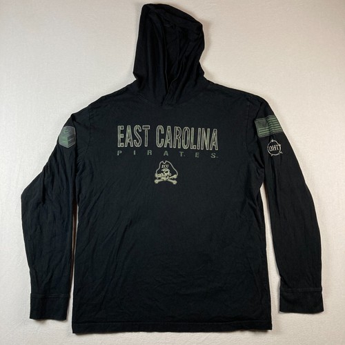 East Carolina Pirates Hoodie Shirt Mens XL Black Military Flag OHT USA Colosseum