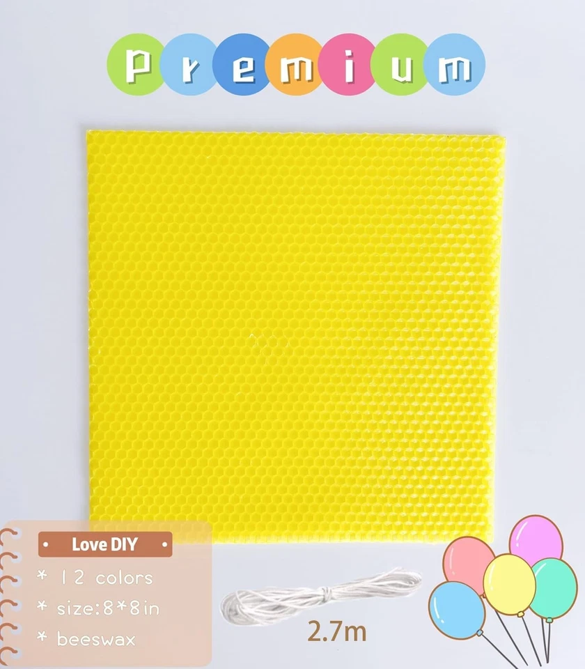 10X Hand-Rolled Beeswax Candles Handcrafted Honeycomb Pillar Candles Radom color - Image 3 of 4