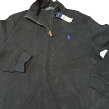 Polo Ralph Lauren Quarter Zip French Rib Sweater Mens Size Large Black Cotton 22