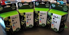 Lot 4 HP 564XL Black 564 Color Ink Combo Packs OEM Unopened 2017-2018