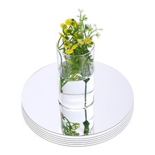 6 Pack 10 Inch Mirror Centerpieces for Table, Round Mirrors Table Plate, Silver