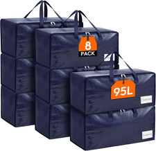 8 Pack Extra Heavy Duty Large Moving Bags, Clothes Storage Bags Strong Zipper
