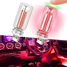 2Pcs USB LED Lights for Car, Touch Dimmable LED Interior Car Lights Color: red