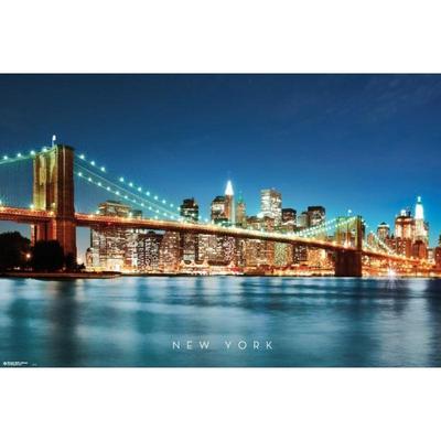 NEW YORK POSTER BROOKLYN BEI NACHT QUER BROOKLYN BY NIGHT