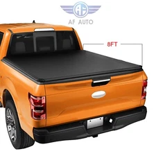 8FT Soft Roll-Up Tonneau Cover Truck Bed For F250 F350 F450 Super Duty 1999-2024