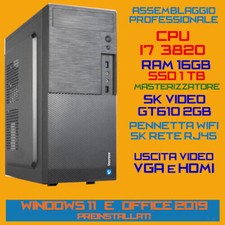 COMPUTER PC FISSO CPU INTEL i7-3820 RAM16GB SSD 1TB GT610-2GB Win 11/Office 2019