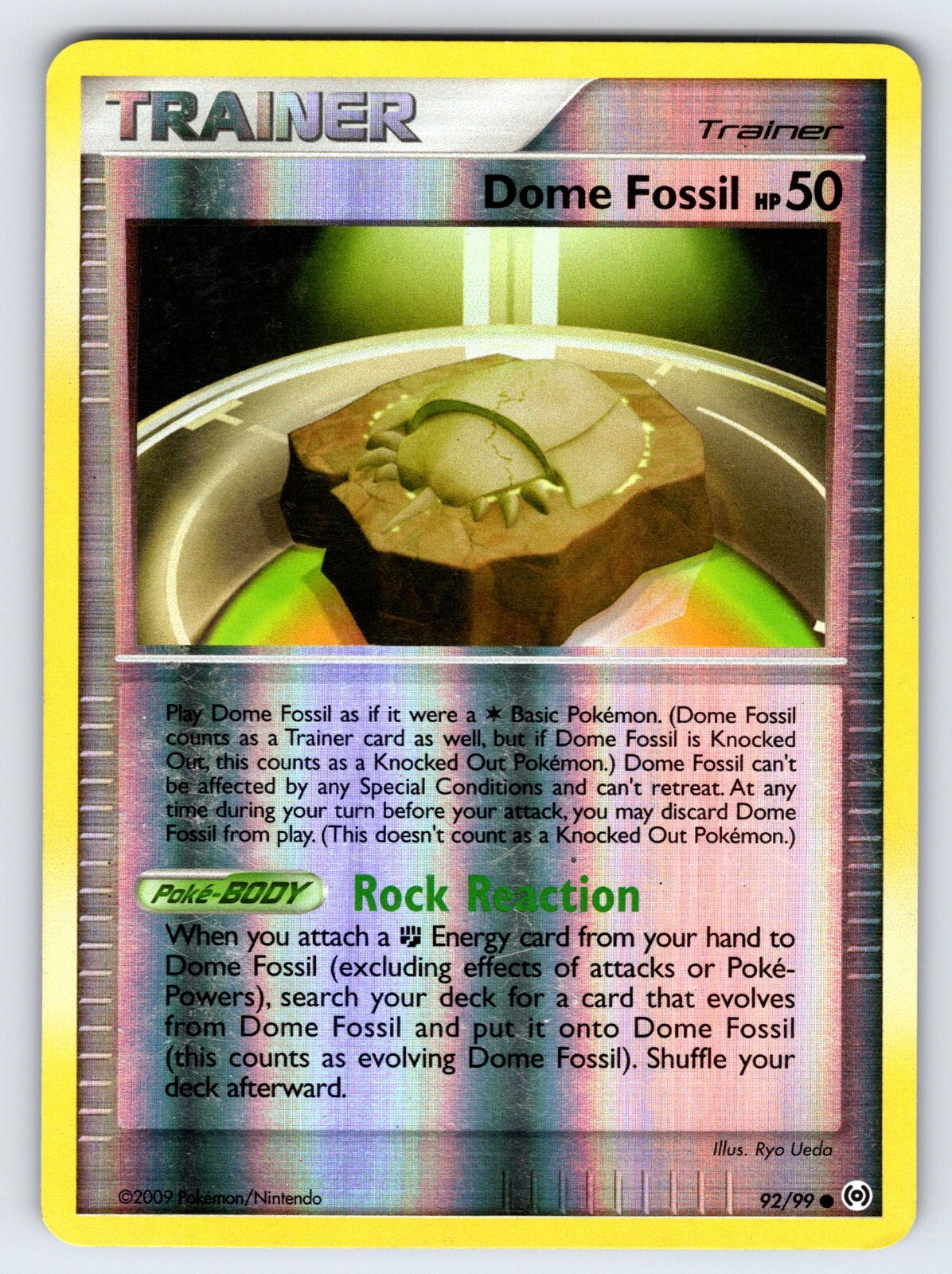 Dome Fossil 92/99 2009 Platinum Arceus Set Pokemon Card Reverse Holo Trainer Lp