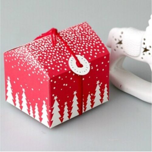 Red Blue Snow House Christmas Wedding Party Favours Biscuit Gift Boxes 2023 2024 - Picture 9 of 11