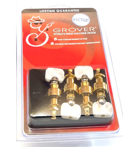 Grover Gold Square Pearloid Button Planetary Geared 4-string Banjo Tuners 120G