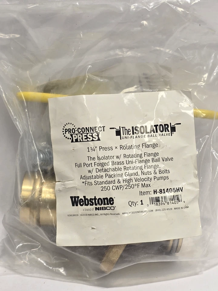 WEBSTONE NIBCO H-81405HV 1-1/4" PRENSA X BRIDA GIRATORIA VÁLVULA DE BOLA Foto 2 de 4