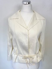 Annette Gortz Ivory Collared Tie Waist 3/4 Sleeved Jacket Size 36 Uk 10