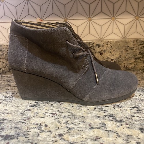 toms gray wedge booties