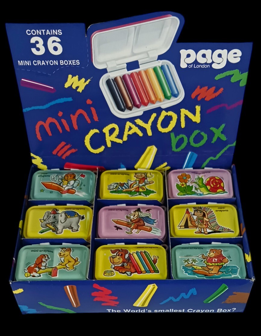 昭和レトロ　ファンシー　ZOOT BOYS　スチールボックス　超レア Rare 80's Vintage Page Of London 36 World's Smallest Crayons Tin