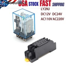 12V 24V 110V 220V AC/DC Coil Power Relay LY2NJ DPDT 8Pin HH62P JQX-13F  Base A