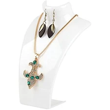 3D Bust Necklace Earring Jewelry Display Holder Stand (White)