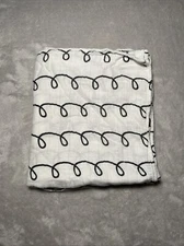 Lulujo Muslin Baby Blanket Black Squiggly Lines Soft White Swaddle Lovey 47"x47"