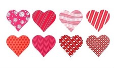 16 Fun DESIGN Large HEART STICKERS LOVE Valentines Day 1.5" pink white red