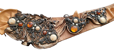 Vintage Nina Arjani Leatherock Belt Boho Artisan Statement  display picture 1