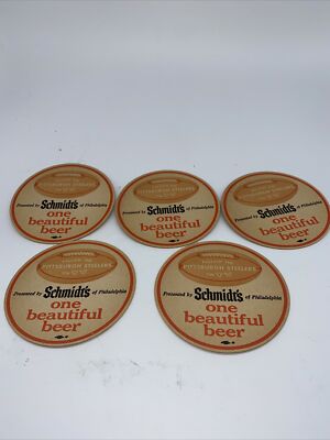 Lot Of 5 SCHMIDT'S BEER COASTERS Follow PITTSBURGH STEELERS Football