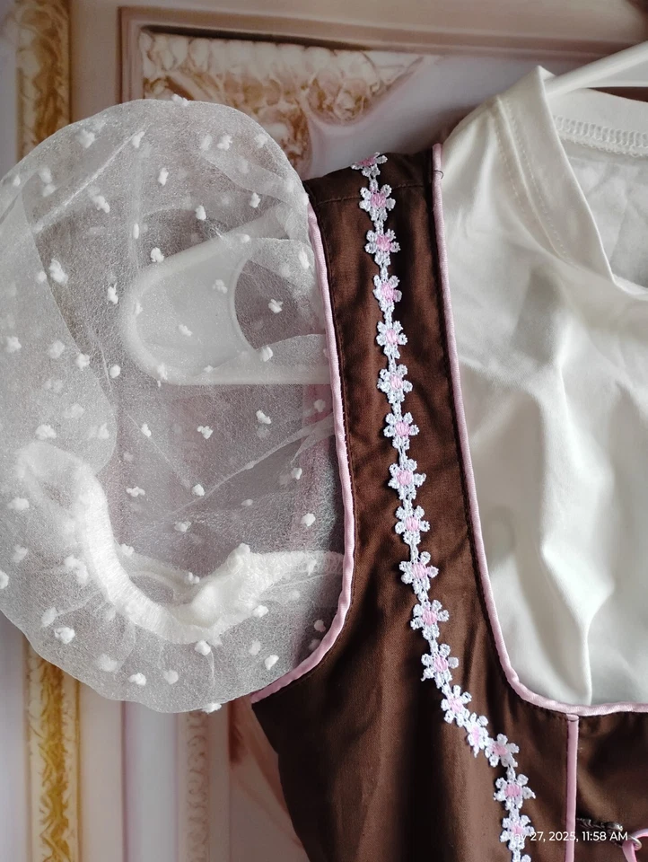 NOVO! Meninas, crianças EUA tamanho 12 Alemanha, Trachten, Oktoberfest, Dirndl, 3 peças. Marrom rosa - Imagem 4 de 4