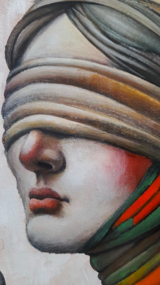 ORIGINAL ACRYLIC Surreal Women PORTRAIT MODERN FINE ART PAINTING - Image 2 of 4