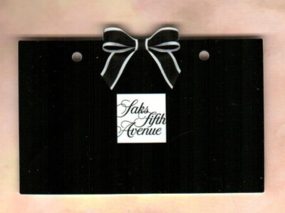 SAKS FIFTH AVENUE Black Gift Bag with Bow ( 2019 ) Die-Cut Gift Card ( $0 )