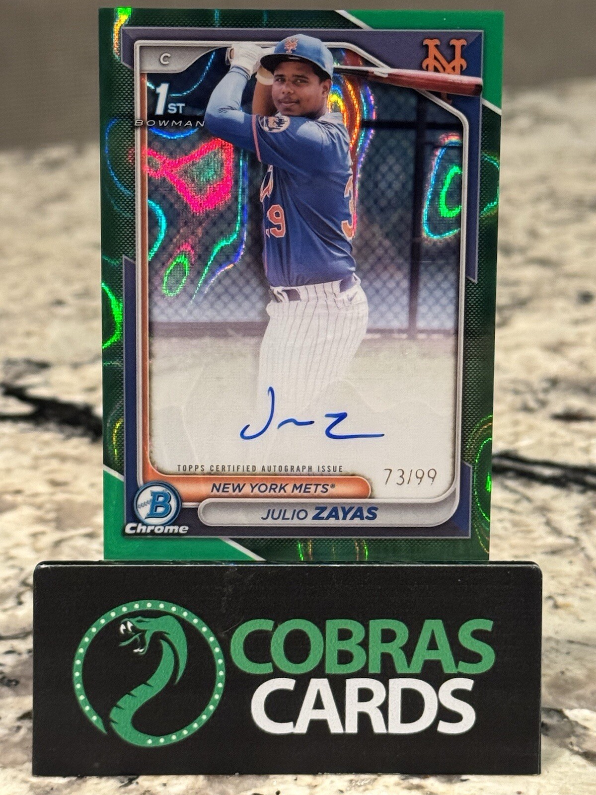 2024 Bowman Chrome Julio Zayas Prospect Auto Green Lava Refractor #/99 #CPA-JZ