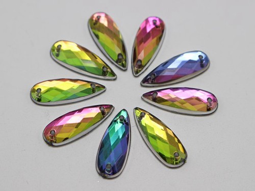 Craft Rainbow AB Flatback Acrylic Sewing Rhinestone Sew on Beads Various Shape - Picture 6 of 20