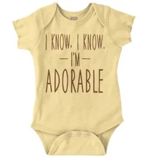 I Know Im Adorable Cute Shower Gift Idea Unisex Baby Infant Romper Newborn
