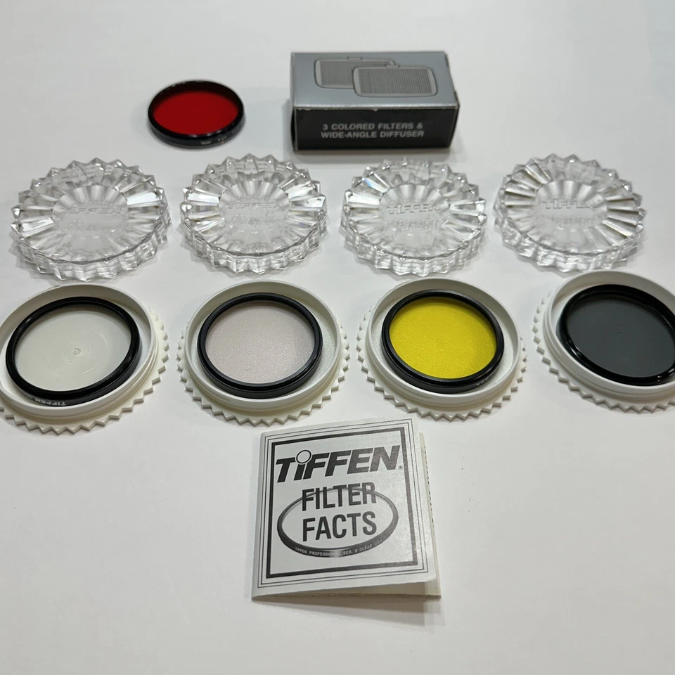 55mm Tiffen Set of 4 Polarizer Yellow 2 Sky 1-A Haze 1 Soligor Red 25A Diffuser - Image 2 of 4