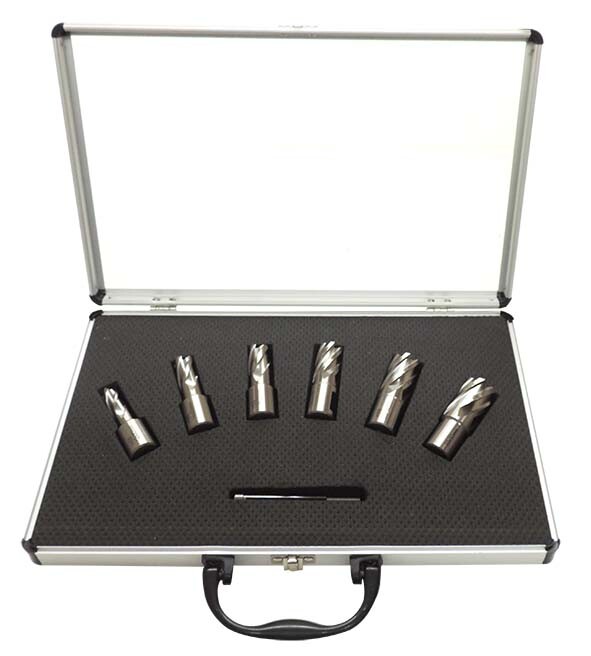 Fraises à carotter HSS-M2 haute précision coffret 6 pièces Ø12-22mm outillage métal de qualité