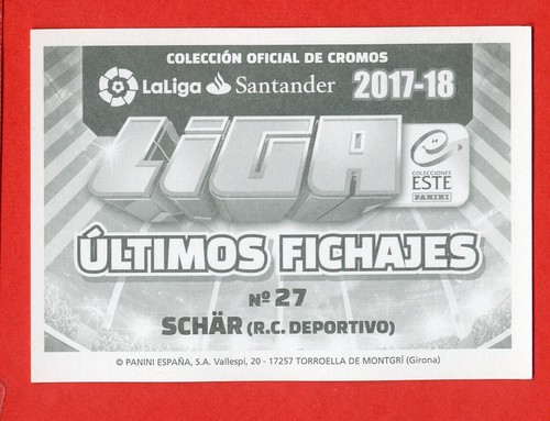 LIGA 2017-18 -PANINI ESTE- Figurina Stiker - 27 UF - SCHAR - DEPORTIVO - Picture 2 of 2