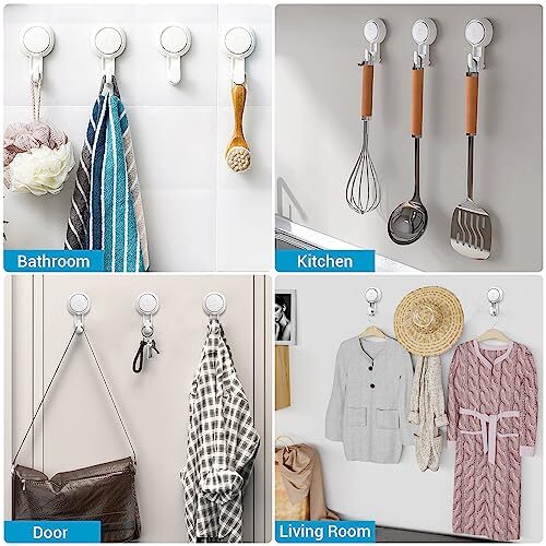 Luxear 4er Set Starker Wand Saugnapf Haken 5 kg, Saugnapf Haken Wohnzimmer - Bild 6 von 7