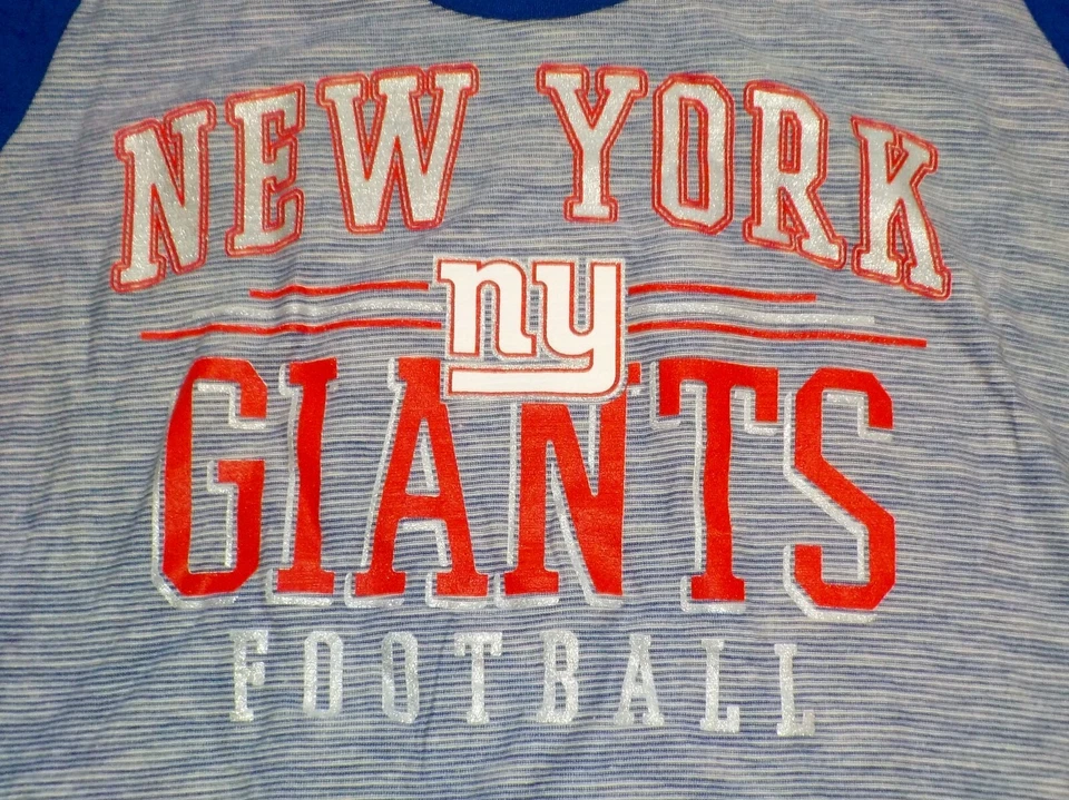 Camiseta NEW YORK GIANTS FEMININA GRÁFICA DE MISTURA DE ALGODÃO MANGA LONGA P M L NOVA COM ETIQUETAS AZUL - Imagem 2 de 3