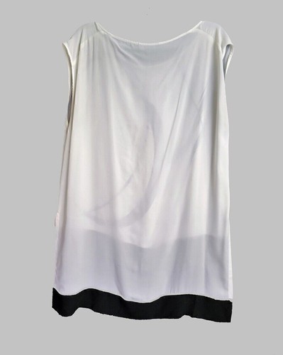 Banana Republic white & black XO women's tunic Top Blouse Sz L - 第 2/4 張圖片