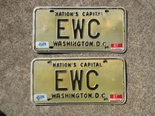 1987 Washington DC Vanity License Plate Pair EWC District of Columbia
