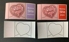 Timbres personnalisés France 2005 YT 3747Ab et Ac Cœurs Cacharel. Maman Papa
