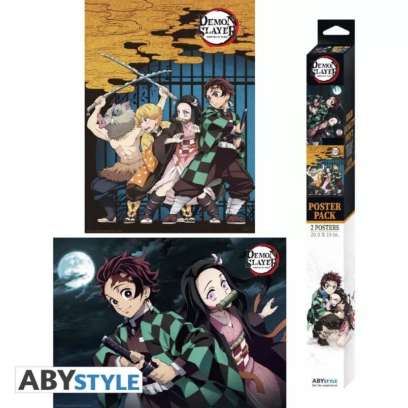 Demon Slayer Group Character Boxed Poster 2 Piece Set 20.5 X 15 in