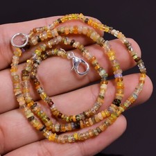 24.5 Ct. Natural Fire Ethiopian Opal Rondelle Smooth Beads Necklace 17" A-2611