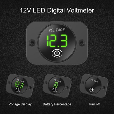 2In1 LED Digital Panel Voltage Voltmeter Auto Motorrad Voltanzeige Batterie 12V