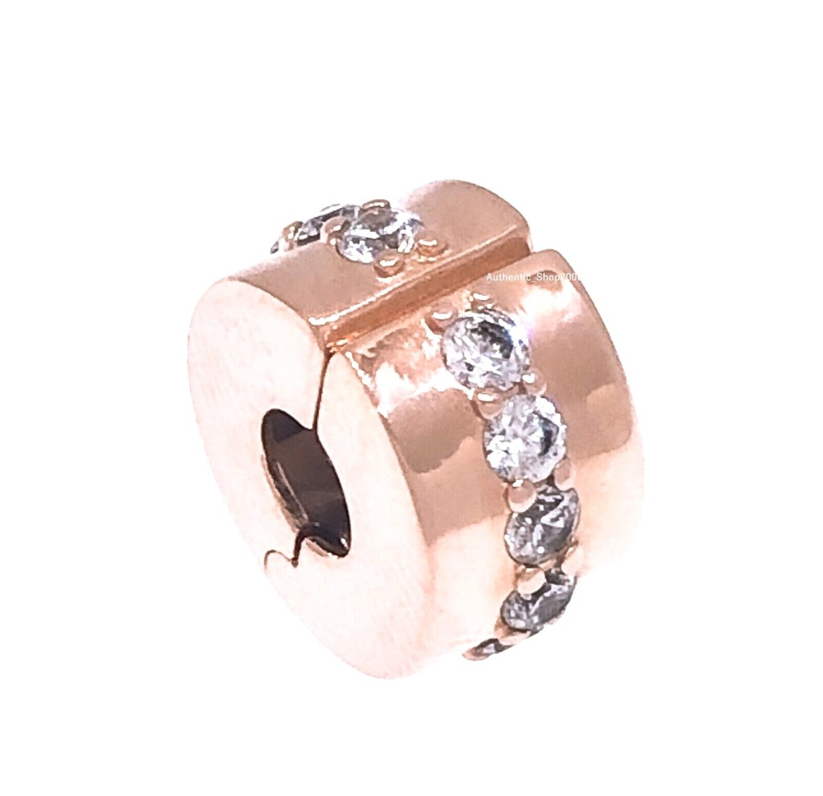NEW Authentic PANDORA Rose 14k Gold Sparkling Row CZ Clip