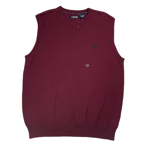 Chaps Sweater Vest Mens Large Dark Red 