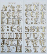 25mm UPPERCASE ALPHABET Embossed Clear PEEL OFF STICKERS Filigree Alphabet Fancy