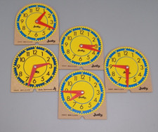 Lot of 5 Judy Instructional Analog Teaching Mini Clocks